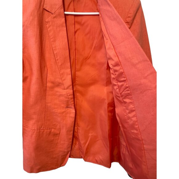 Womens Coral Linen Blazer Size 6 Classic Preppy Sophisticated - Picture 5 of 7